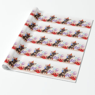 Happy 80th Birthday Chihuahua dog wrapping paper