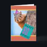 Happy 80th Birthday Cute Squirrel in Party Hat Holiday Card<br><div class="desc">This precious squirrel donning a purple party hat o his head wants to help you wish someone a Happy 80th Birthday!</div>