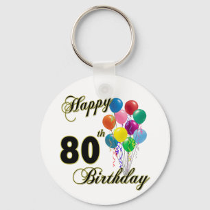 Happy 80th Birthday Gifts and Birthday Apparel Key Ring