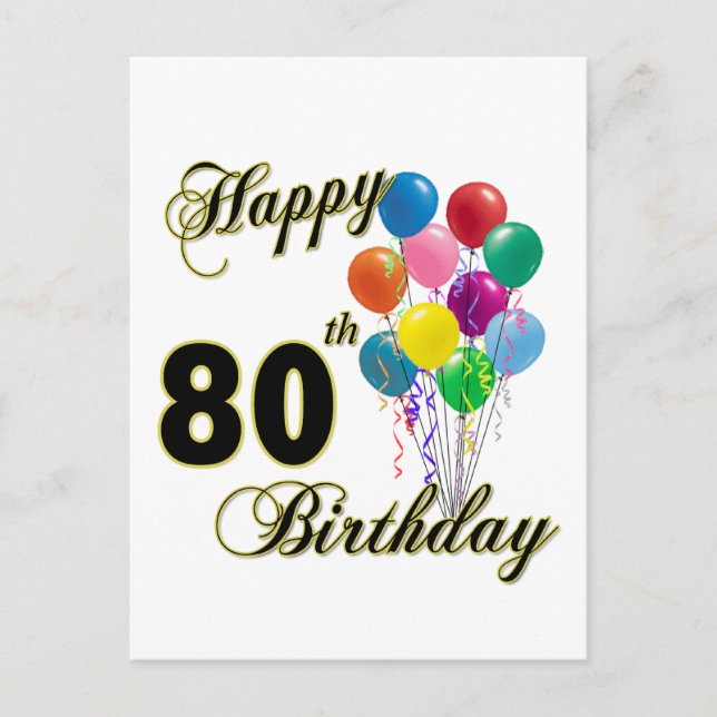 Happy 80th Birthday Gifts and Birthday Apparel Postcard (Front)