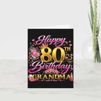Happy 80th Birthday Grandma 80 and Fabulous 80 Yrs Card