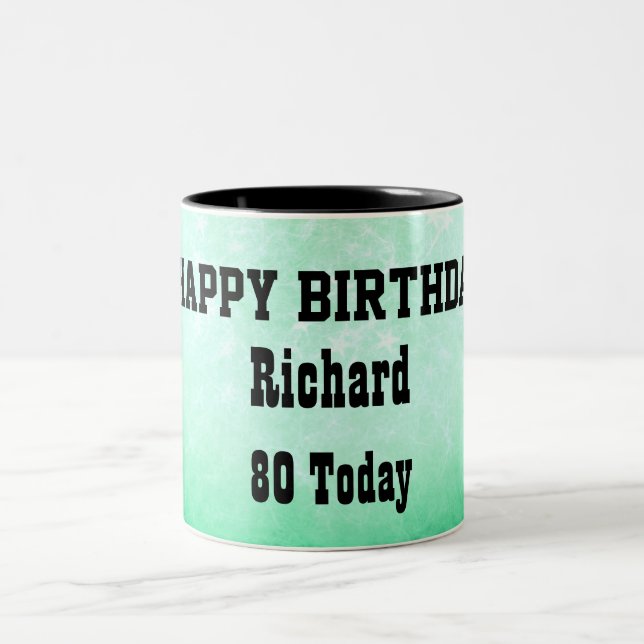 Happy 80th Birthday Personalised Two-Tone Coffee Mug (Center)