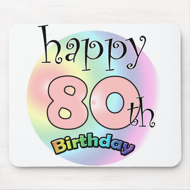 Happy 80th birthday (roze) mouse mat (Front)