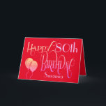 Happy 80th Birthday Stylish Script Name Red Card<br><div class="desc">A stylish design of ornate typography to send Happy 80th Birthday greetings. The elegant decorative script is in shades of lemon and lilac, and the age is in a cordinating typeface in soft lilac, along with your recipient’s name, on a red background. You can change the message inside to your...</div>