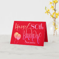 Happy 80th Birthday Stylish Script Name Red