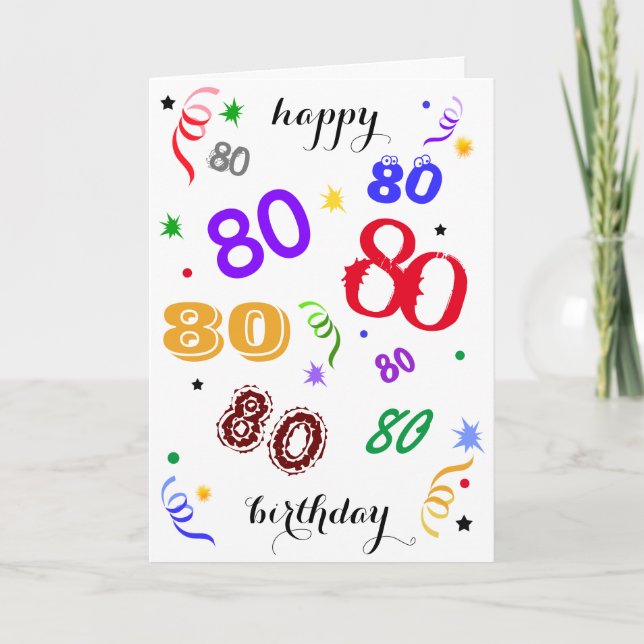Happy 80th Birthday – Wowza! Folded Greeting Card (Front)