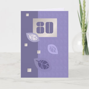 Happy 80th. Elegant Leaves Card