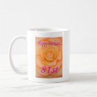 Happy 81st Birthday Yellow Flower with Pink Trim