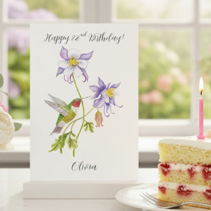 Happy 82nd Birthday Columbine with Hummingbird Card