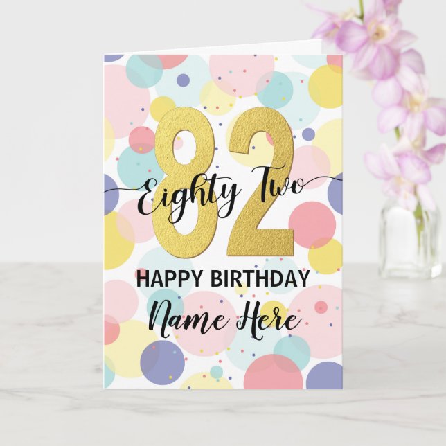 Happy 82nd Birthday Pastel Rainbow Gold Woman Card (Orchid)