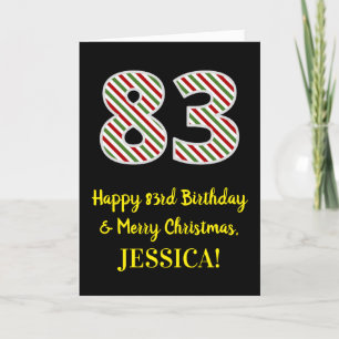 Happy 83rd Birthday & Merry Christmas, Custom Name Card