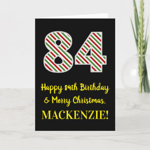 Happy 84th Birthday & Merry Christmas, Custom Name Card
