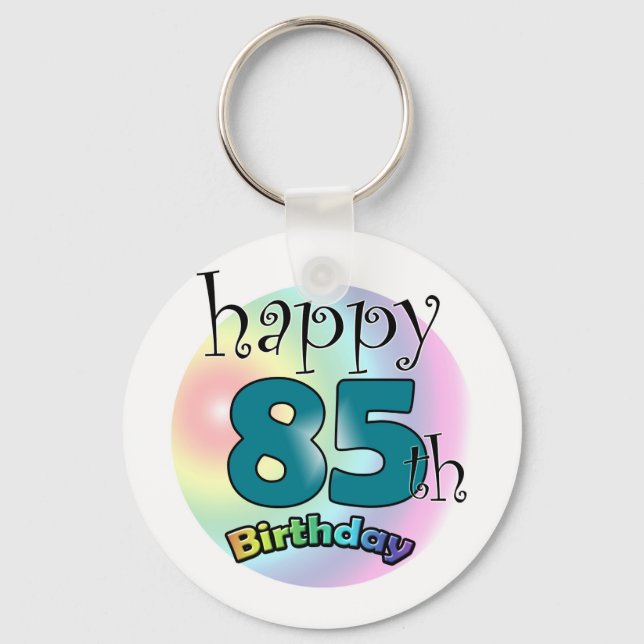 Happy 85th Birthday (blauw) Key Ring (Front)