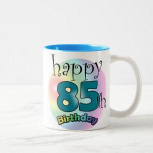 Happy 85th Birthday (blauw) Two-Tone Coffee Mug