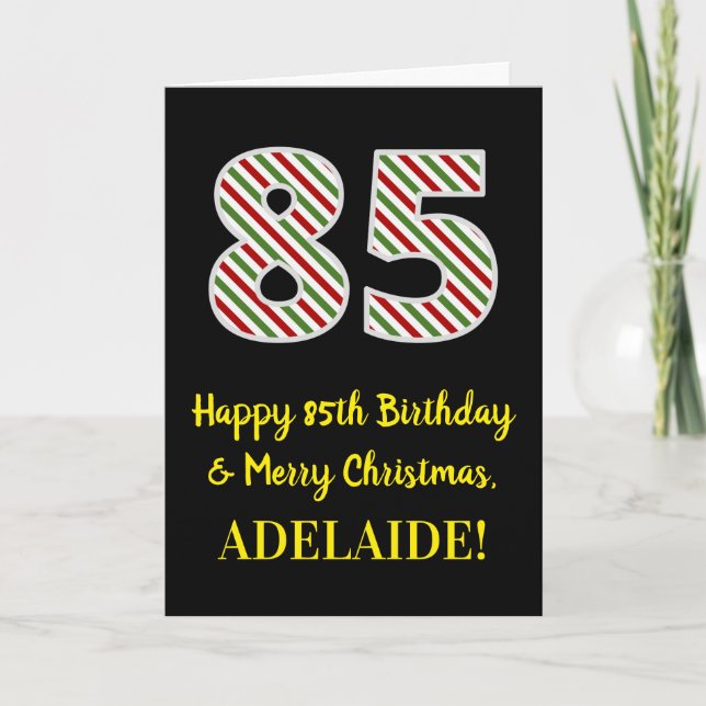 Happy 85th Birthday & Merry Christmas, Custom Name Card (Front)