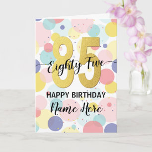 Happy 85th Birthday Pastel Rainbow Gold Woman Card