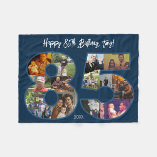 Happy 85th Birthday Photo Collage Fleece Blanket