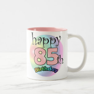 Happy 85th Birthday (pink) Two-Tone Coffee Mug