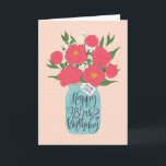 Happy 85th Birthday Sister w/ Mason Jar of Flowers Card<br><div class="desc">A mason jar filled with a gorgeous bunch of peonies and white flowers with the hand lettered words 'For my sister' on the tag and 'Happy 85th Birthday' on the mason jar. The perfect birthday card to celebrate your sister's birthday! © Ness Nordberg</div>