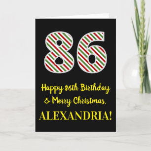 Happy 86th Birthday & Merry Christmas, Custom Name Card