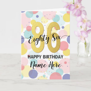 Happy 86th Birthday Pastel Rainbow Gold Woman Card
