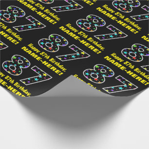 Happy 87th Birthday, Fun Colourful Stars Pattern 8 Wrapping Paper