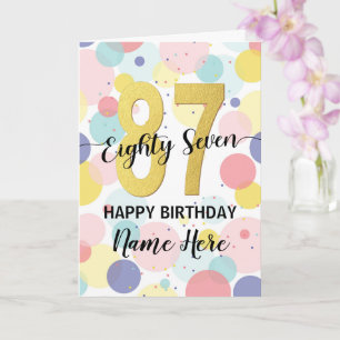 Happy 87th Birthday Pastel Rainbow Gold Woman Card