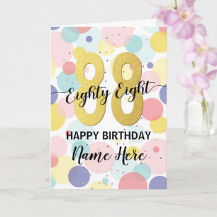 Happy 88th Birthday Pastel Rainbow Gold Woman Card