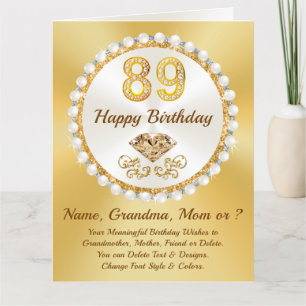Happy 89th Birthday, Grandma, Mum & or NAME, Thank You Card