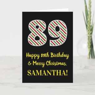 Happy 89th Birthday & Merry Christmas, Custom Name Card