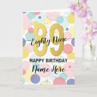 Happy 89th Birthday Pastel Rainbow Gold Woman Card