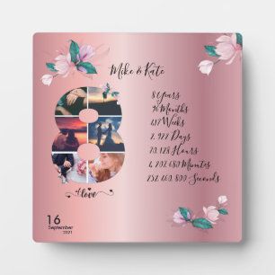 Happy 8th Anniversary ,Custom Photo collage, Count Plaque