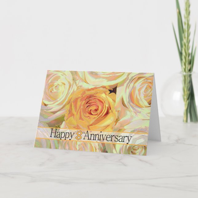 Happy 8th Anniversary roses Card (Front)
