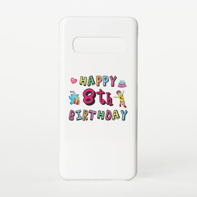 Happy 8th Birthday. 8 year b-day. Samsung Galaxy Case (Back)