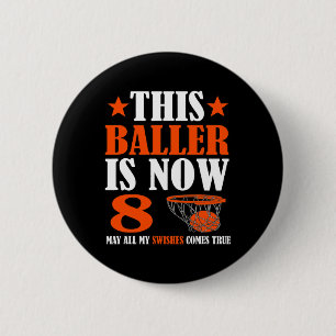 Happy 8th Birthday 8 Year Old Basketball 8th Birth 6 Cm Round Badge