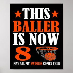 Happy 8th Birthday 8 Year Old Basketball 8th Birth Poster