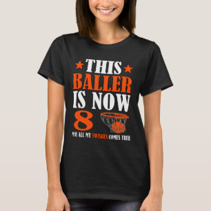Happy 8th Birthday 8 Year Old Basketball 8th Birth T-Shirt