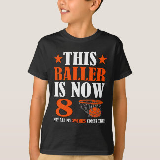 Happy 8th Birthday 8 Year Old Bysketbyll 8th Birth T-Shirt