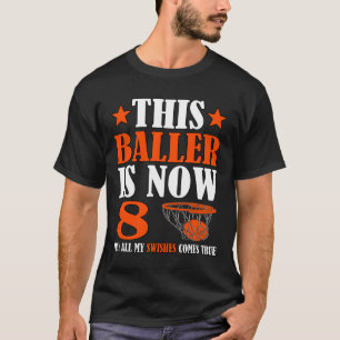 Happy 8th Birthday 8 Year Old Bysketbyll 8th Birth T-Shirt