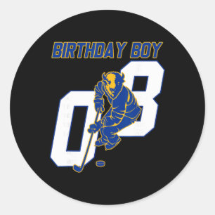Happy 8th Birthday Boy Hockey Bison Ice Hockey The Classic Round Sticker