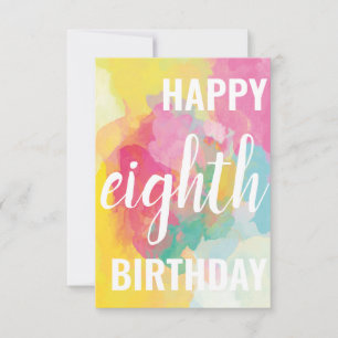 Happy 8th Birthday Card ("Watercolour Gradients")