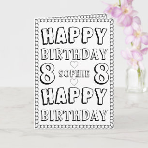 Happy 8th Birthday Coloring Card