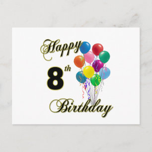 Happy 8th Birthday Post Cards and Birthday Cards