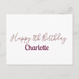 happy 8th birthday yellow maron name date retro mo postcard