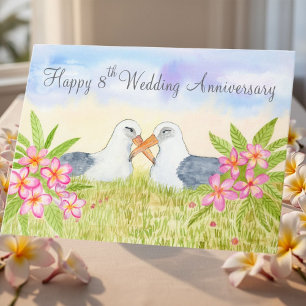 Happy 8th Wedding Anniversary Laysan Albatross Card