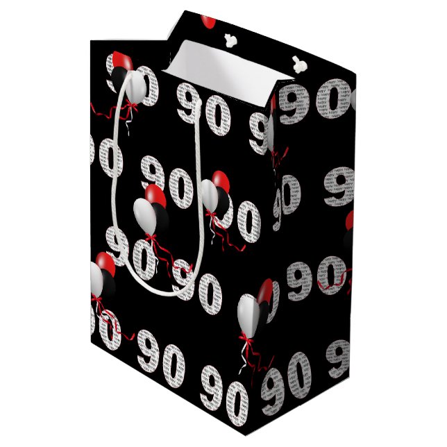 Happy 90th Birthday Balloons Medium Gift Bag (Back Angled)