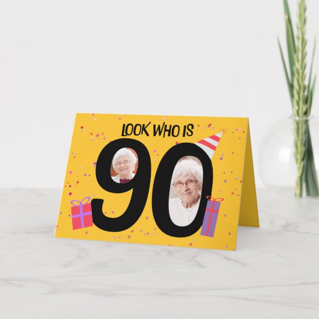Happy 90th Birthday Big 90 Picture Frame Holiday Card (Front)