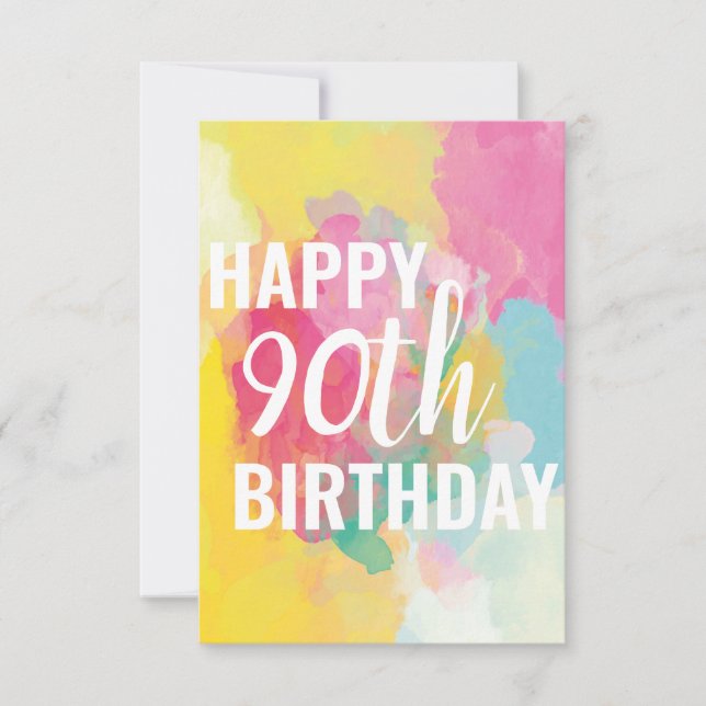 Happy 90th Birthday Card ("Watercolour Gradients") (Front)