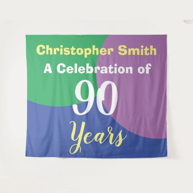 Happy 90th Birthday Celebration Tapestry (Front (Horizontal))