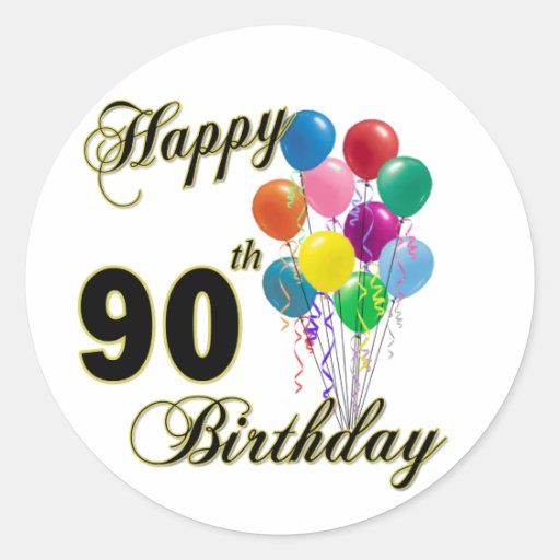 Image of Happy 90th Birthday Gifts and Birthday Apparel Classic Round Sticker